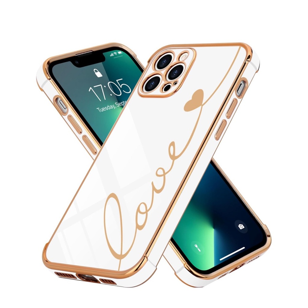 iPhone 13 Pro Max Cute Luxury Plating Love Heart Design